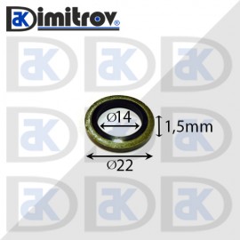 Дифтунга Ø 14 х Ø 22 х 1,5 mm гумирана